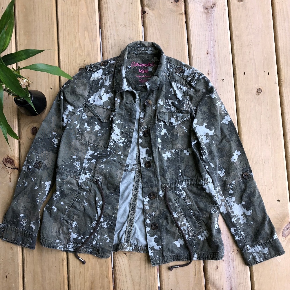 Camo Jacket Coat Army Green Floral Camouflage
